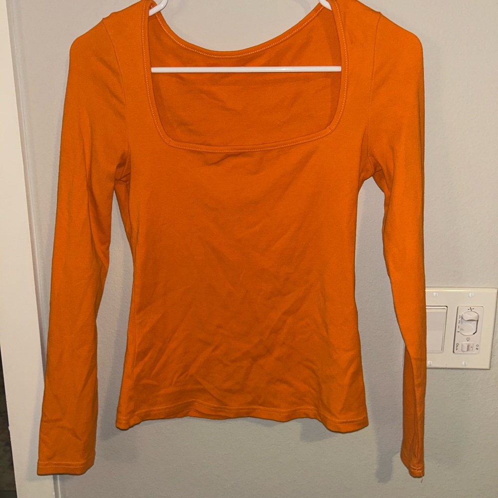 SHEIN Bold Orange Long Sleeve Tee